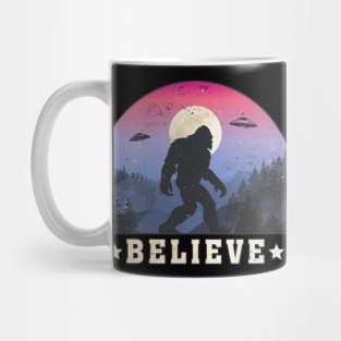 Bigfoot, Ufos "Believe" Funny Sasquatch Mug